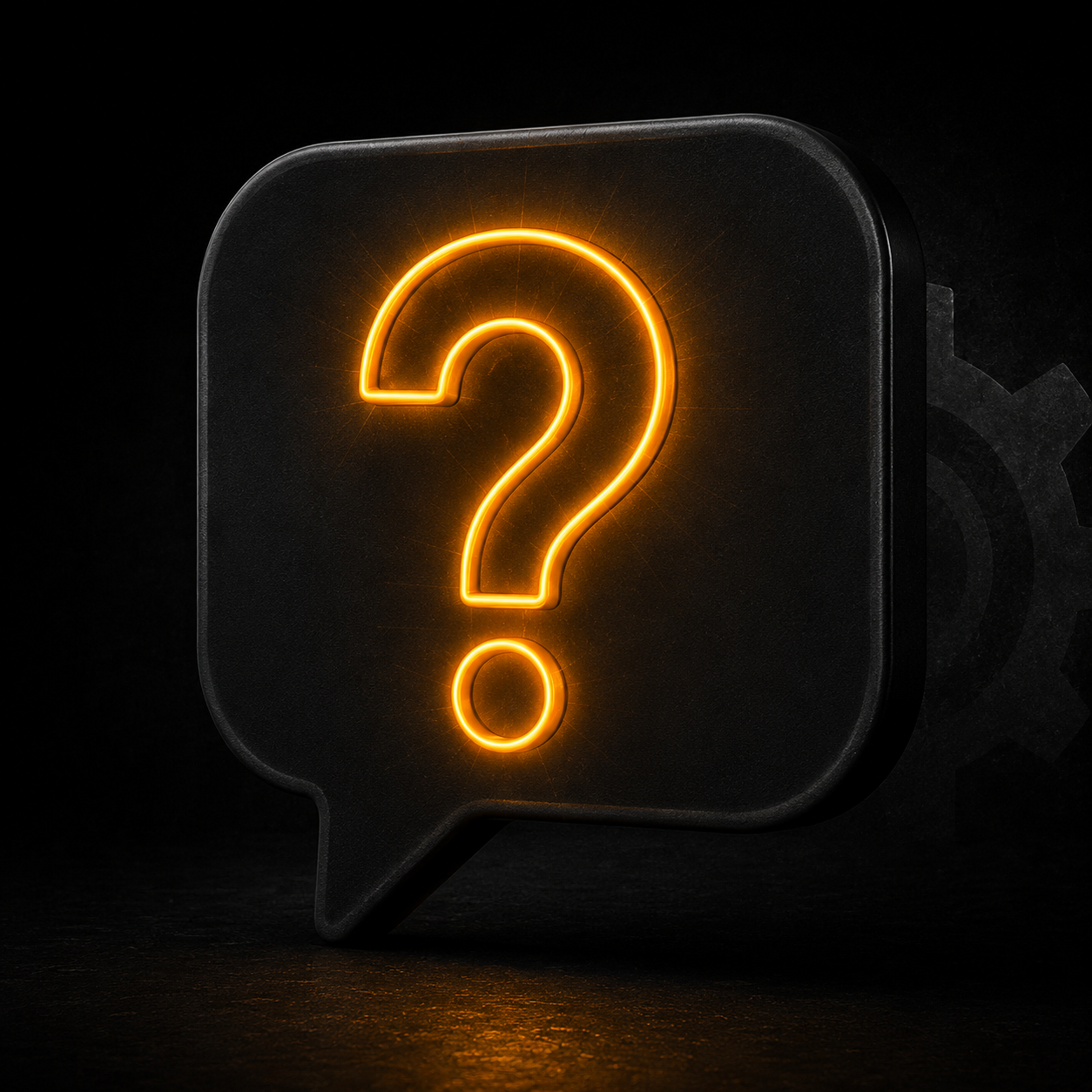 Neon question mark on speech bubble